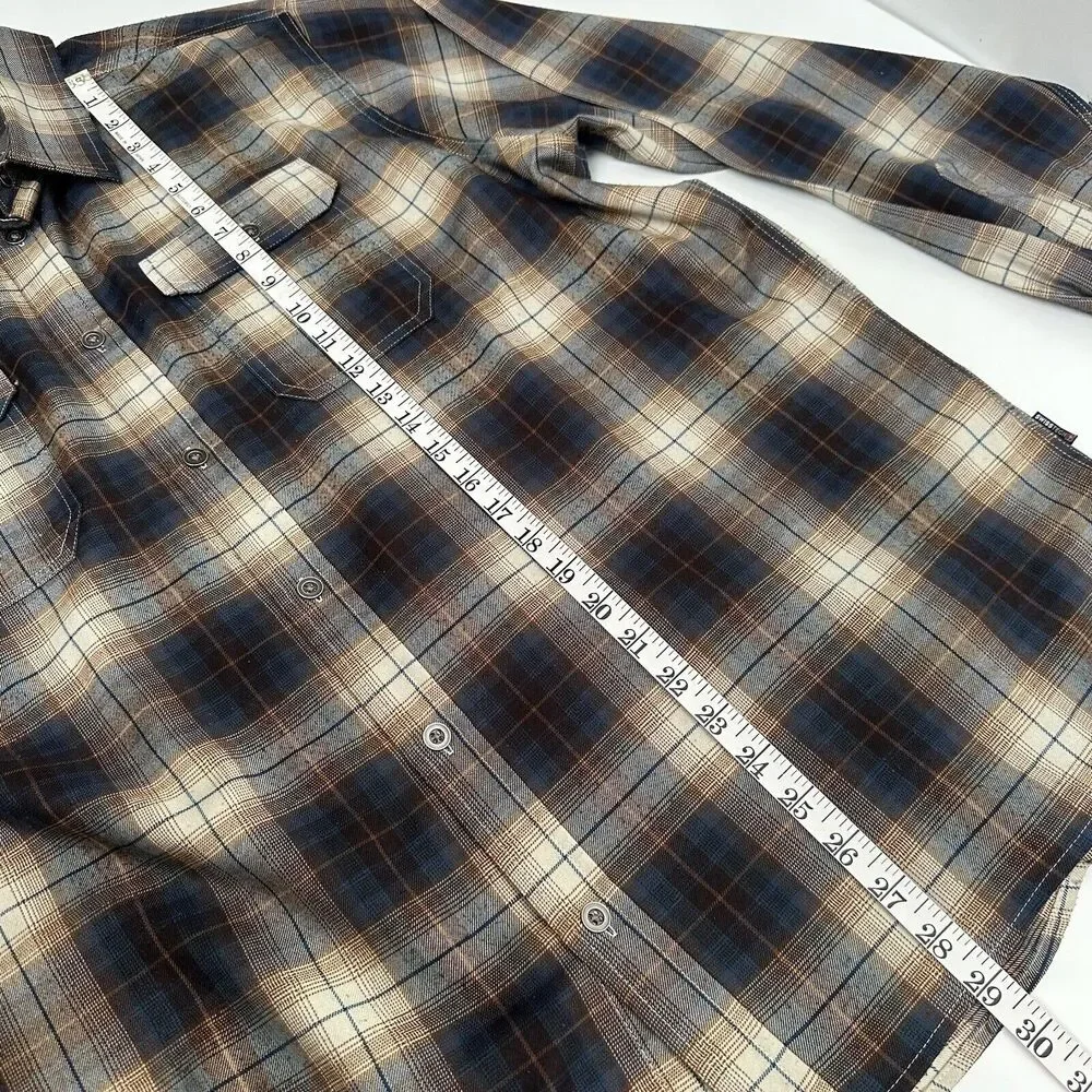 Swiss Tech Button Front Shirt Mens Sz XL Mambo Brown Plaid SM47Y118‎